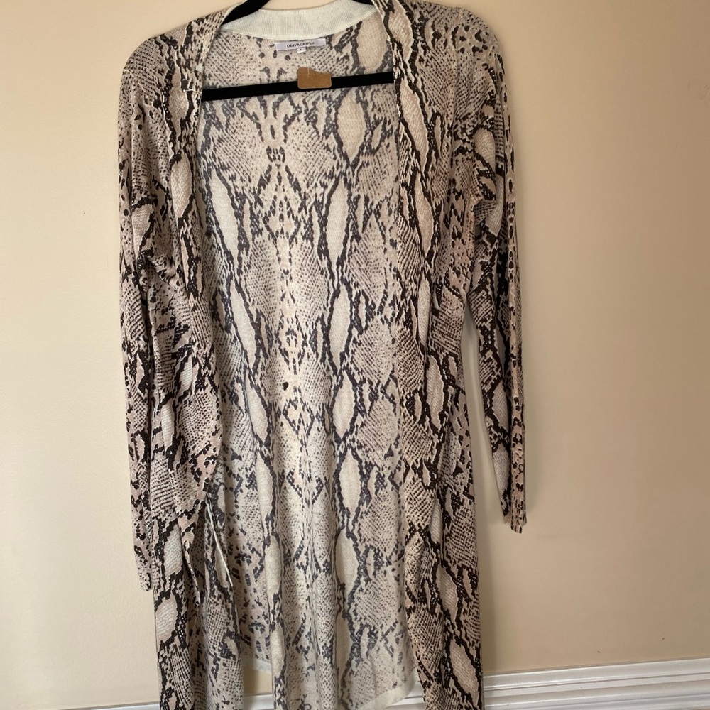 Olivaceous snakeskin cardigan